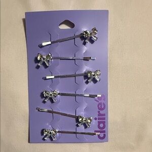 Claire's Sparkling Silver Bow Hairpins